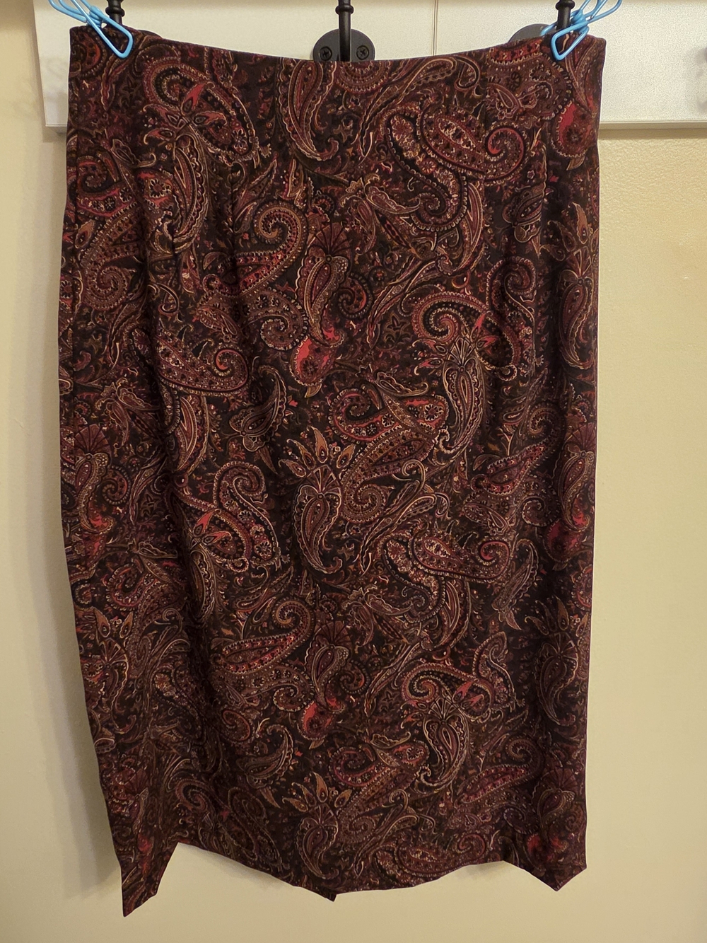 Vintage Paisley Midi Pencil Skirt 8 Dark Academia Whimsigoth Boho Chic Retro